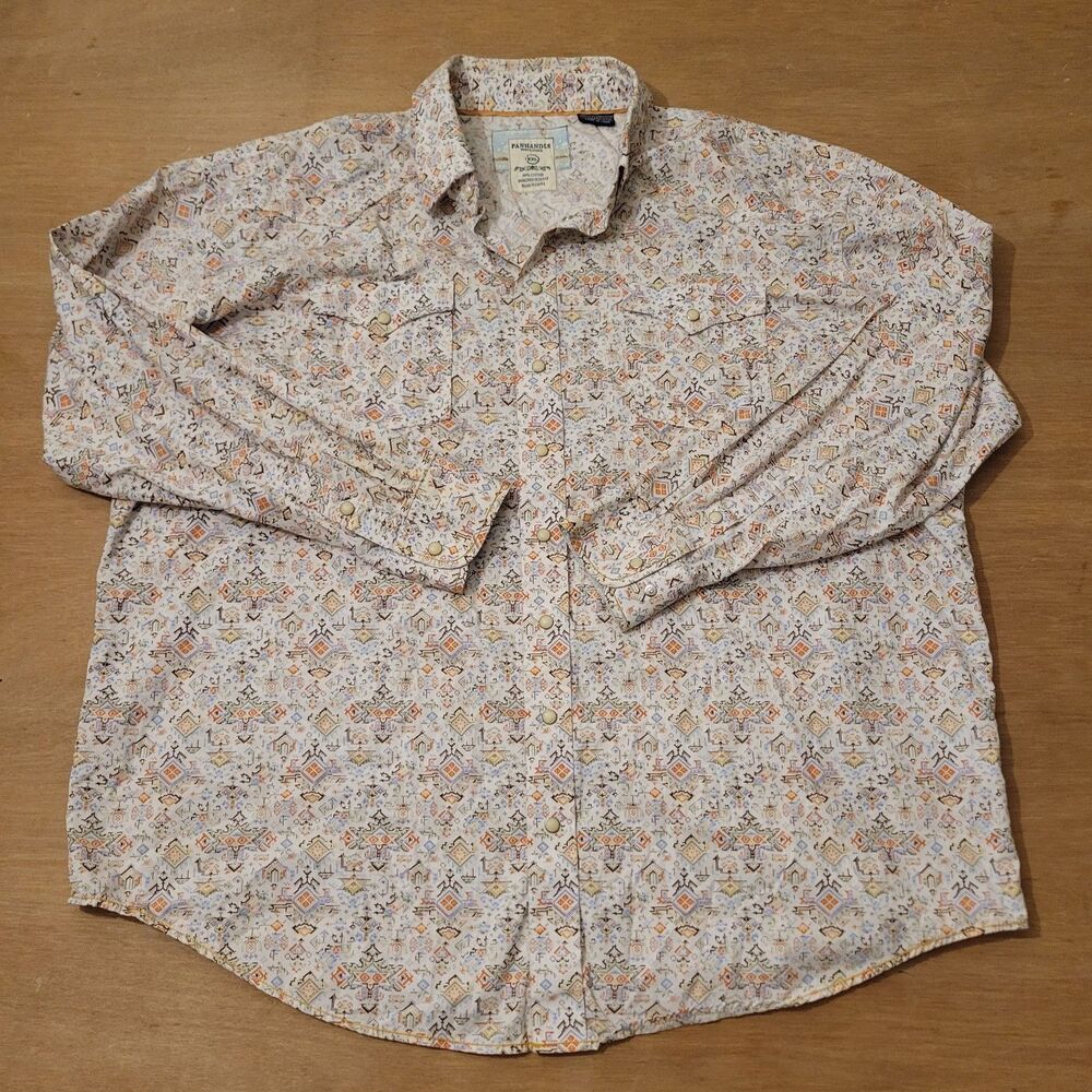 PANHANDLE Western Shirt Pearl Snap Longsleeve Size 2XL Multicolors Texas Design - Picture 2 of 14